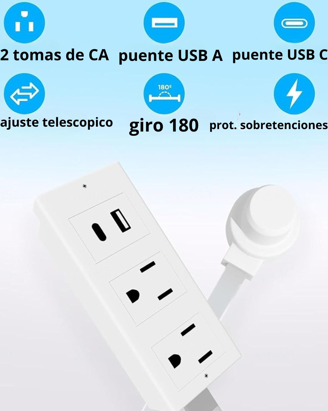 extensor de toma de corriente giratorio