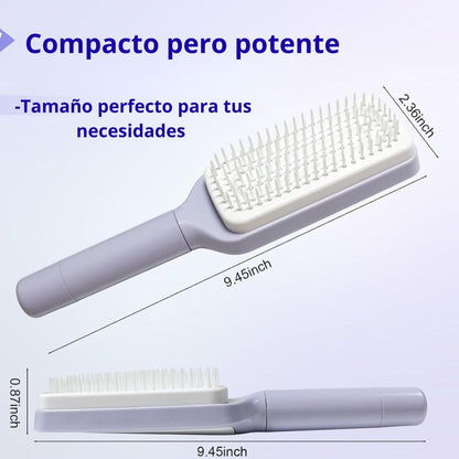Cepillo Retráctil 2x1 – Peina sin Tirones y se Limpia Solo