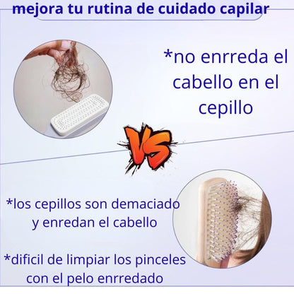 Cepillo Retráctil 2x1 – Peina sin Tirones y se Limpia Solo